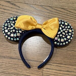 Sparkling Mouse Ears Headband with Gold Bow